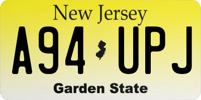 NJ license plate A94UPJ