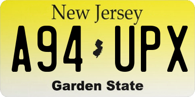 NJ license plate A94UPX