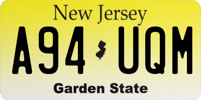 NJ license plate A94UQM