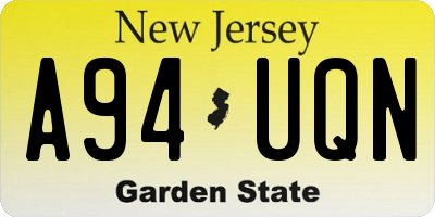 NJ license plate A94UQN