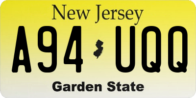 NJ license plate A94UQQ