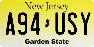 NJ license plate A94USY