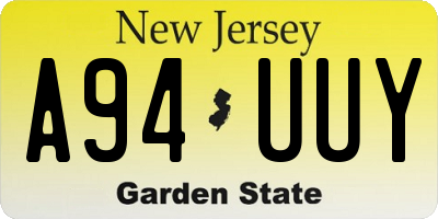 NJ license plate A94UUY