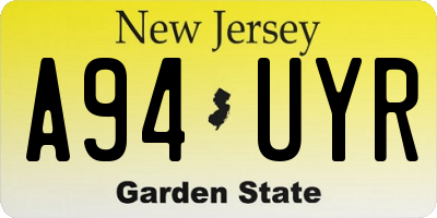 NJ license plate A94UYR
