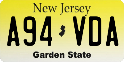 NJ license plate A94VDA