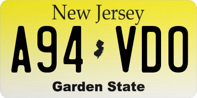 NJ license plate A94VDO