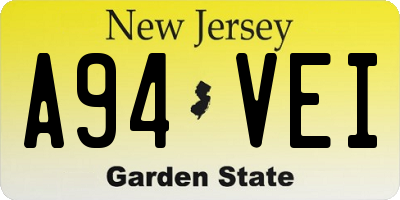 NJ license plate A94VEI