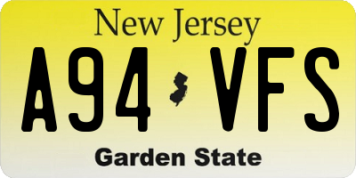 NJ license plate A94VFS