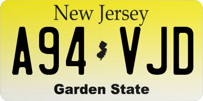 NJ license plate A94VJD
