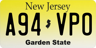 NJ license plate A94VPO