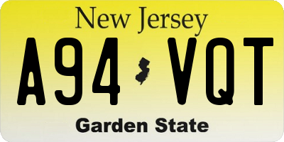 NJ license plate A94VQT