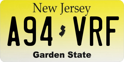 NJ license plate A94VRF