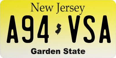 NJ license plate A94VSA