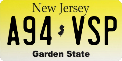 NJ license plate A94VSP