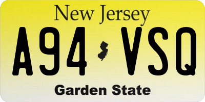 NJ license plate A94VSQ
