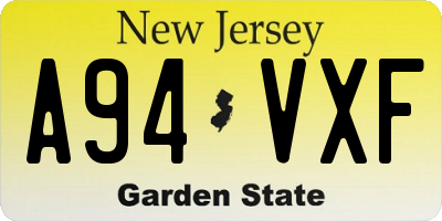 NJ license plate A94VXF