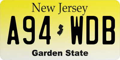 NJ license plate A94WDB