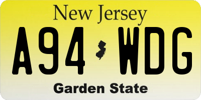 NJ license plate A94WDG
