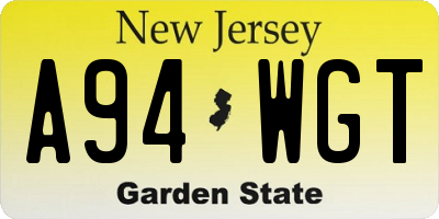 NJ license plate A94WGT