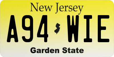 NJ license plate A94WIE
