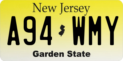 NJ license plate A94WMY