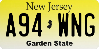 NJ license plate A94WNG