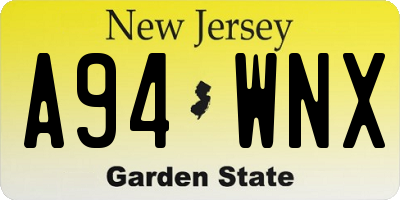 NJ license plate A94WNX