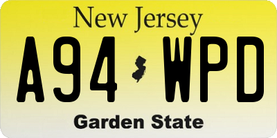 NJ license plate A94WPD