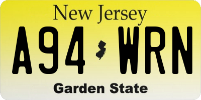 NJ license plate A94WRN