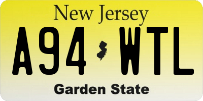 NJ license plate A94WTL