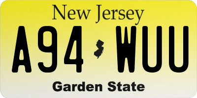 NJ license plate A94WUU