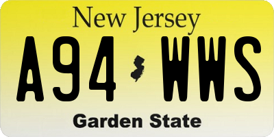 NJ license plate A94WWS