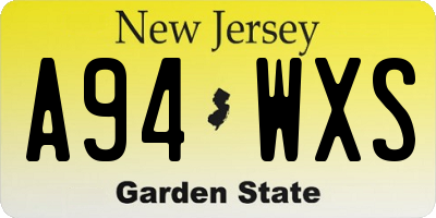 NJ license plate A94WXS