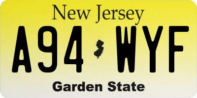 NJ license plate A94WYF