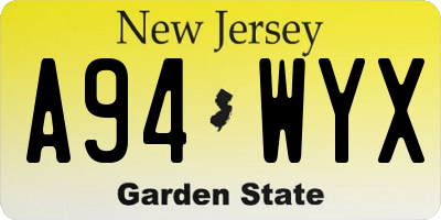 NJ license plate A94WYX