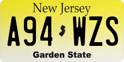 NJ license plate A94WZS