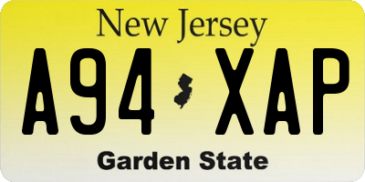 NJ license plate A94XAP