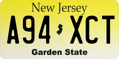 NJ license plate A94XCT