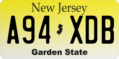 NJ license plate A94XDB