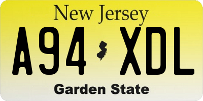 NJ license plate A94XDL