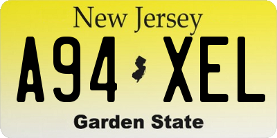 NJ license plate A94XEL