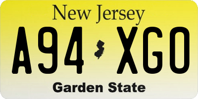 NJ license plate A94XGO