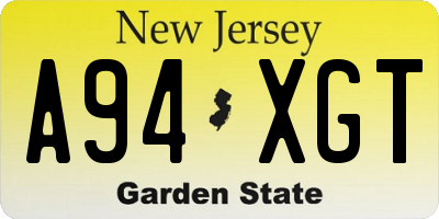 NJ license plate A94XGT
