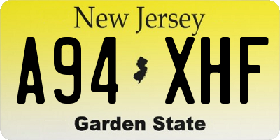 NJ license plate A94XHF