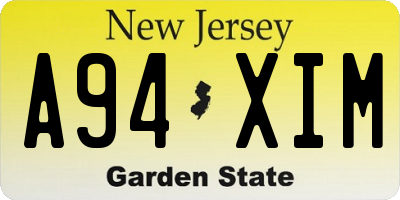 NJ license plate A94XIM