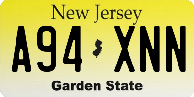 NJ license plate A94XNN