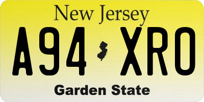 NJ license plate A94XRO
