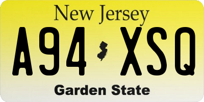 NJ license plate A94XSQ