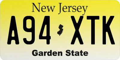 NJ license plate A94XTK