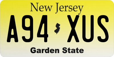 NJ license plate A94XUS